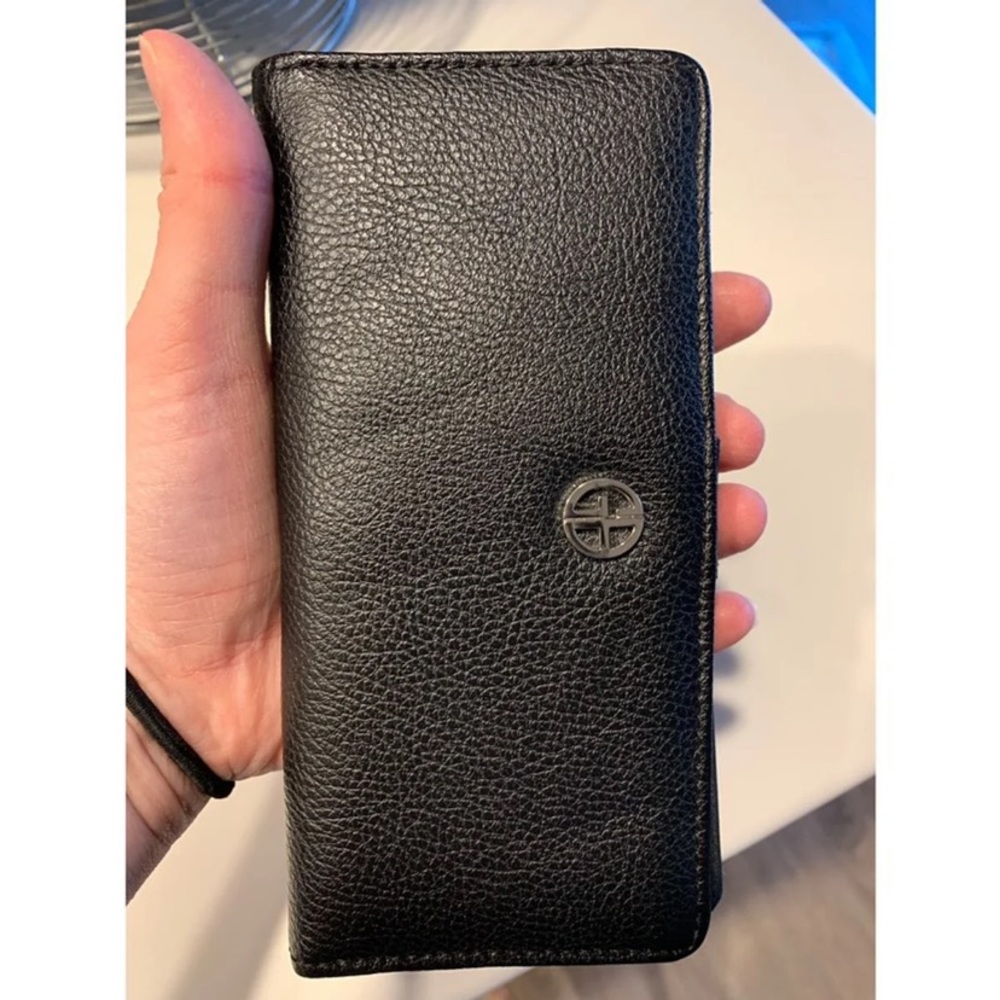 Gianni Bernini Black Pebbled Leather Wallet